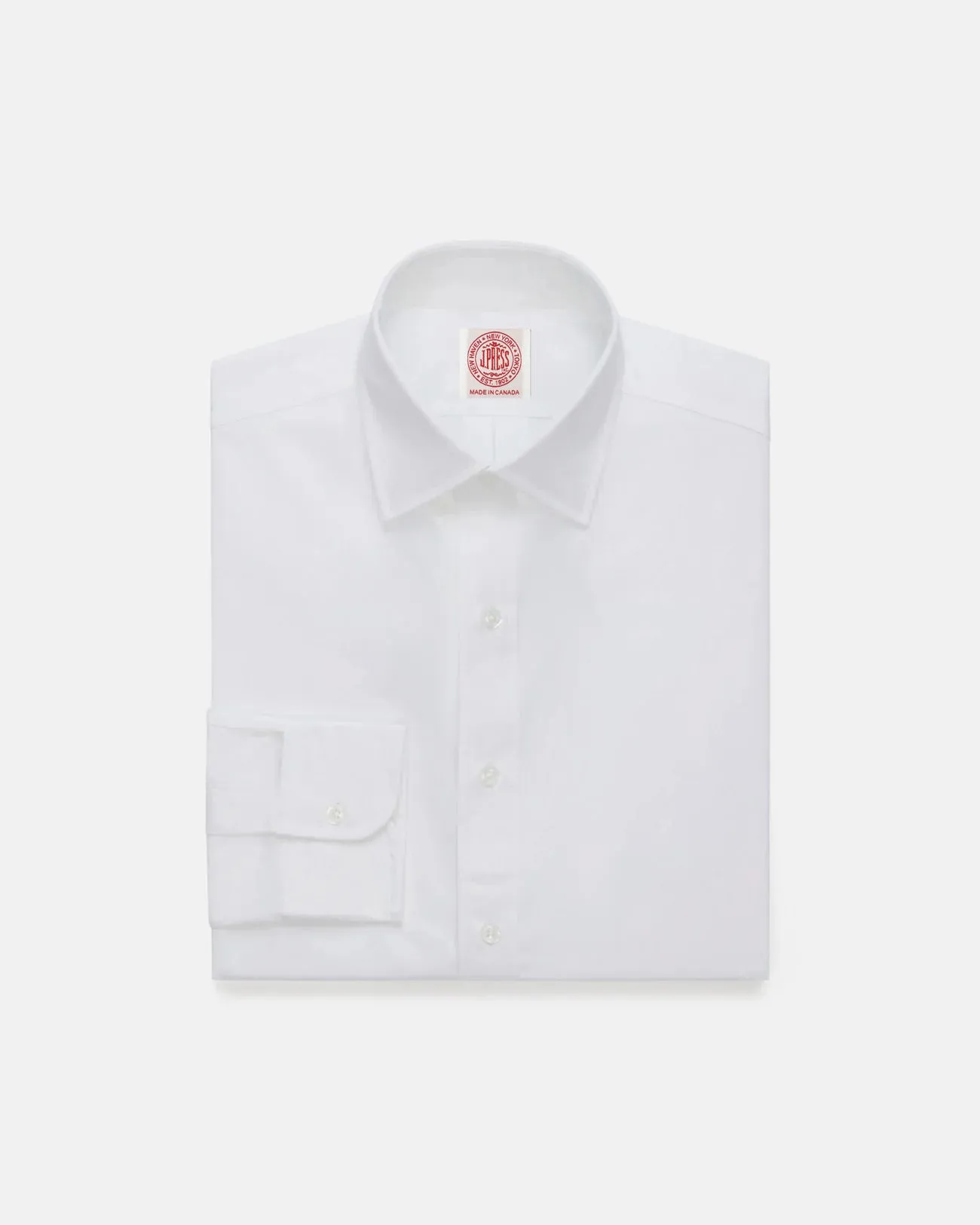 Made-in-Canada White Broadcloth Spread Collar Dress Shirt - Classic Fit sold by J. Press