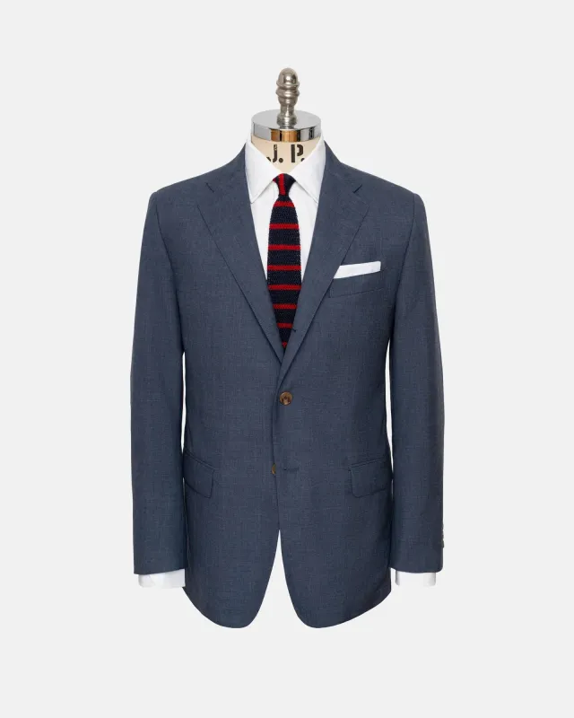 Made-in-USA Fox Brothers Char Blue Solid Suit made by J. Press