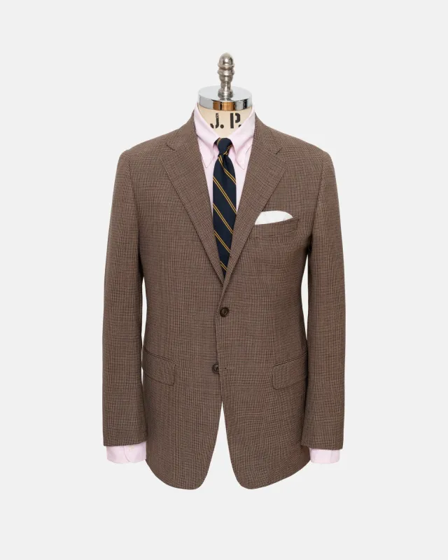 Made-in-USA Brown Mini Check Fox Air Wool Sport Coat made by J. Press