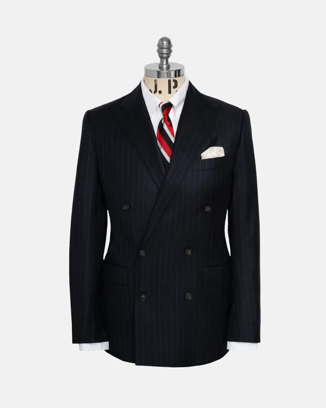 Made-in-USA Navy Chalkstripe Double-Breasted Mayfair Model Suit made by J. Press