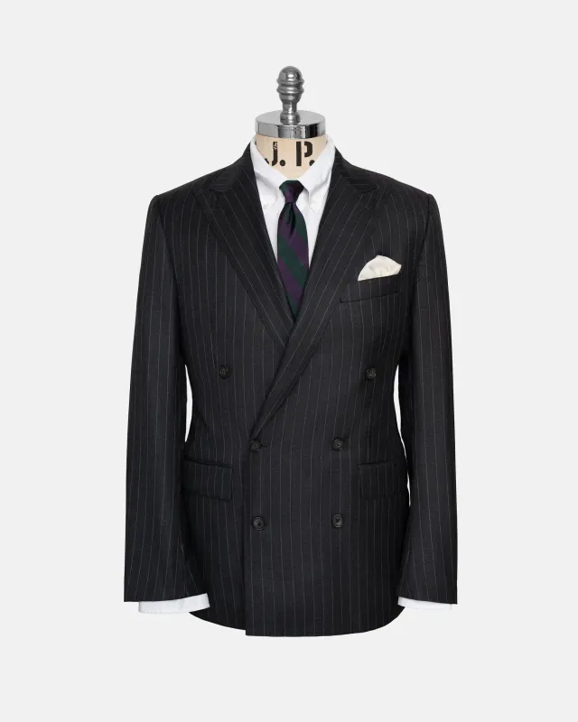 Made-in-USA Charcoal Chalkstripe Double-Breasted Mayfair Model Suit made by J. Press