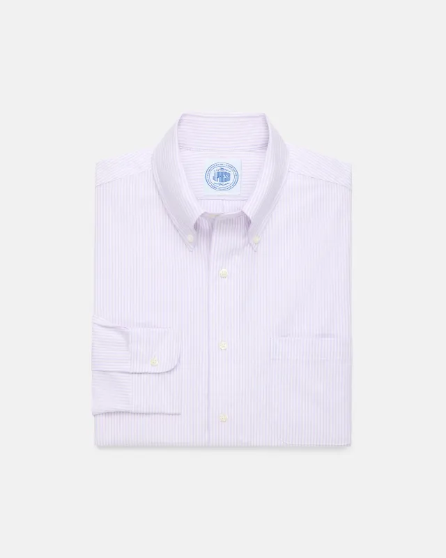 Made-in-USA Light Purple University Stripe Oxford Shirt - Classic Fit made by J. Press