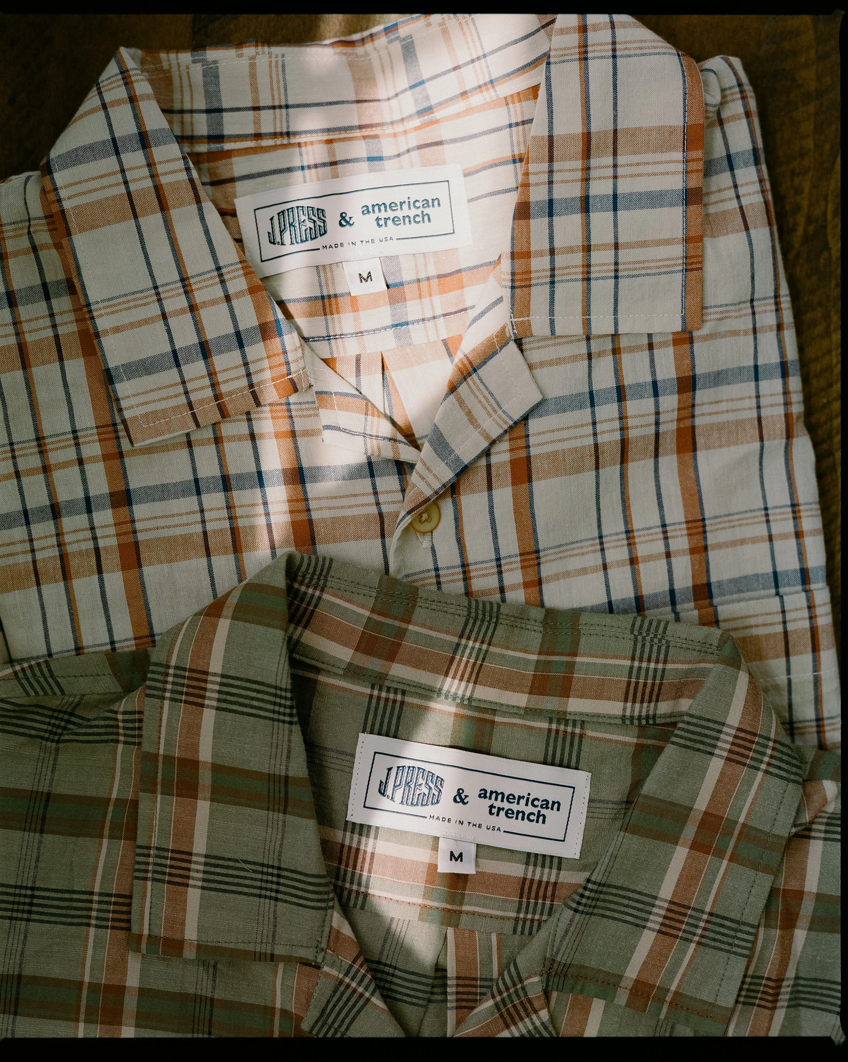 Made-in-USA Tan Madras Camp Shirt sold by J. Press product image thumbnail 2