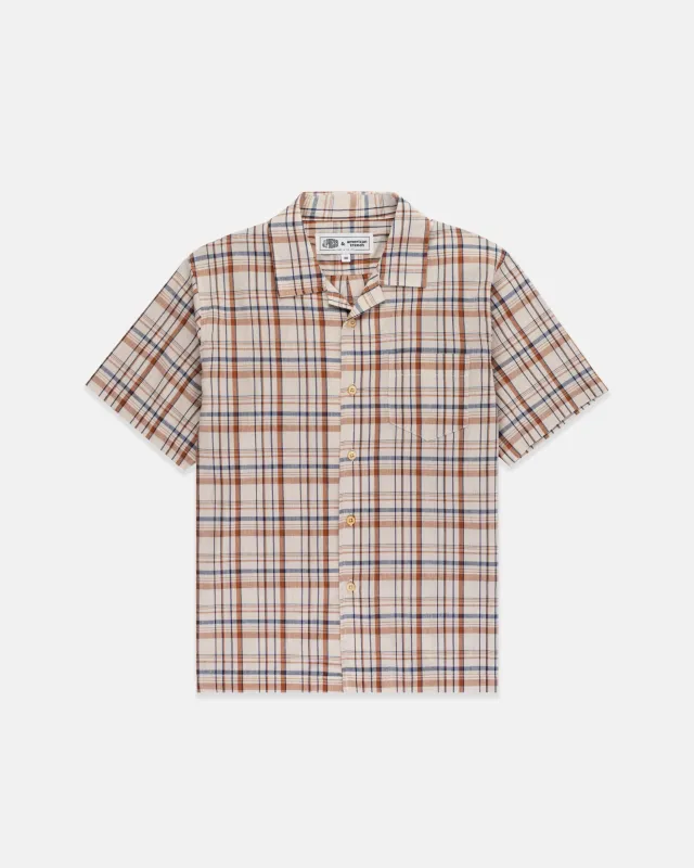 Made-in-USA Tan Madras Camp Shirt made by J. Press