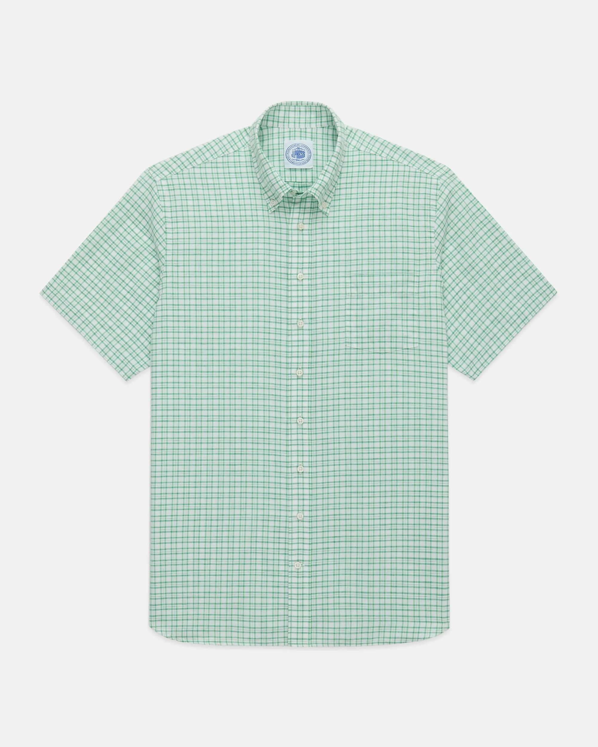 Green Check Cotton/Linen Short Sleeve Sport Shirt - Classic Fit sold by J. Press product image thumbnail 2