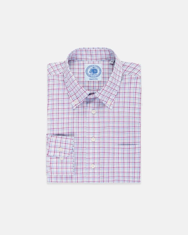Berry & Blue Checked Button Down Sport Shirt - Classic Fit made by J. Press
