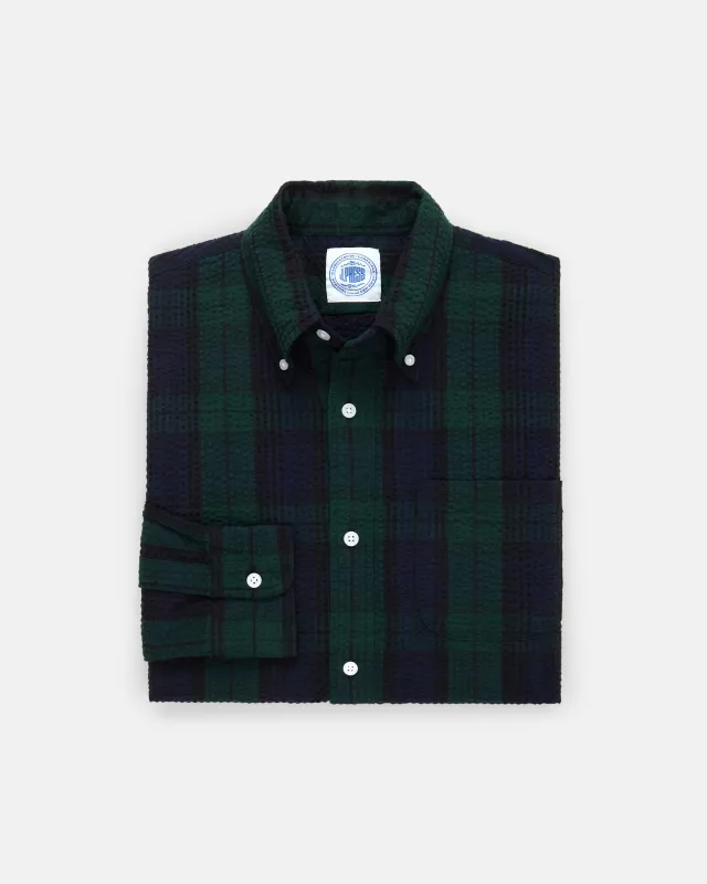 Black Watch Tartan Seersucker Sport Shirt - Classic Fit made by J. Press