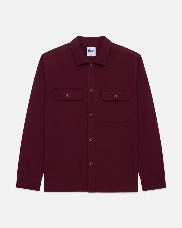 Burgundy Cotton Canvas Overshirt - Trim Fit made by J. Press