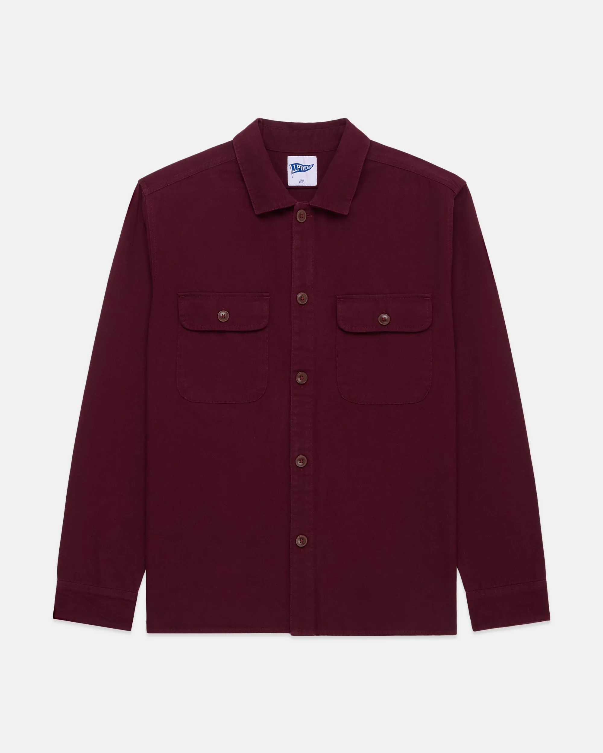 Burgundy Cotton Canvas Overshirt - Trim Fit sold by J. Press