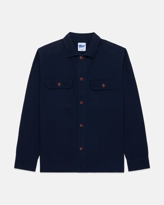 Navy Cotton Canvas Overshirt - Trim Fit made by J. Press