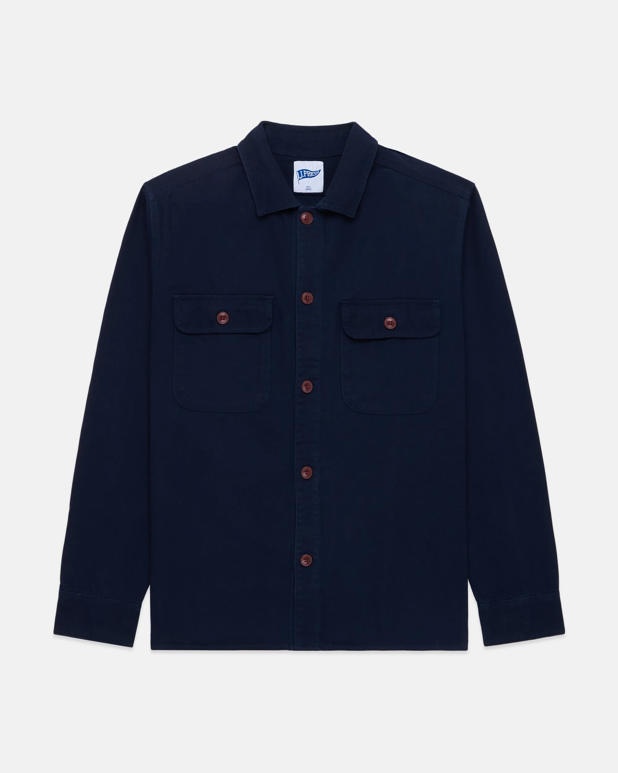 Navy Cotton Canvas Overshirt - Trim Fit sold by J. Press