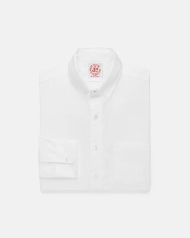 Made-in-USA White Broadcloth Snap Tab Collar Shirt - Classic Fit made by J. Press