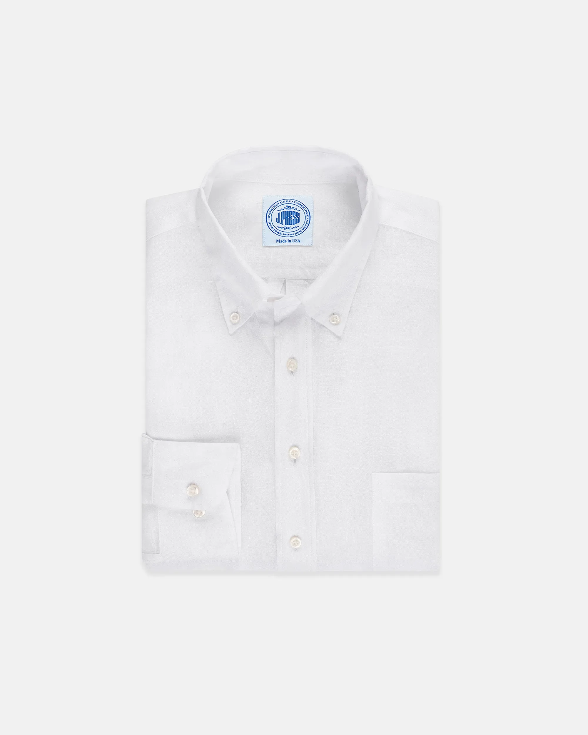 Solid White Linen Sport Shirt - Classic Fit sold by J. Press