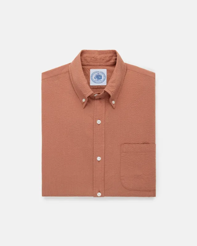 Red Seersucker Short Sleeve Sport Shirt - Classic Fit made by J. Press