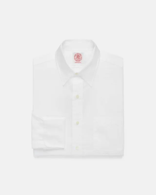 Made-in-USA White Broadcloth Point Collar French Cuff Dress Shirt - Classic Fit made by J. Press