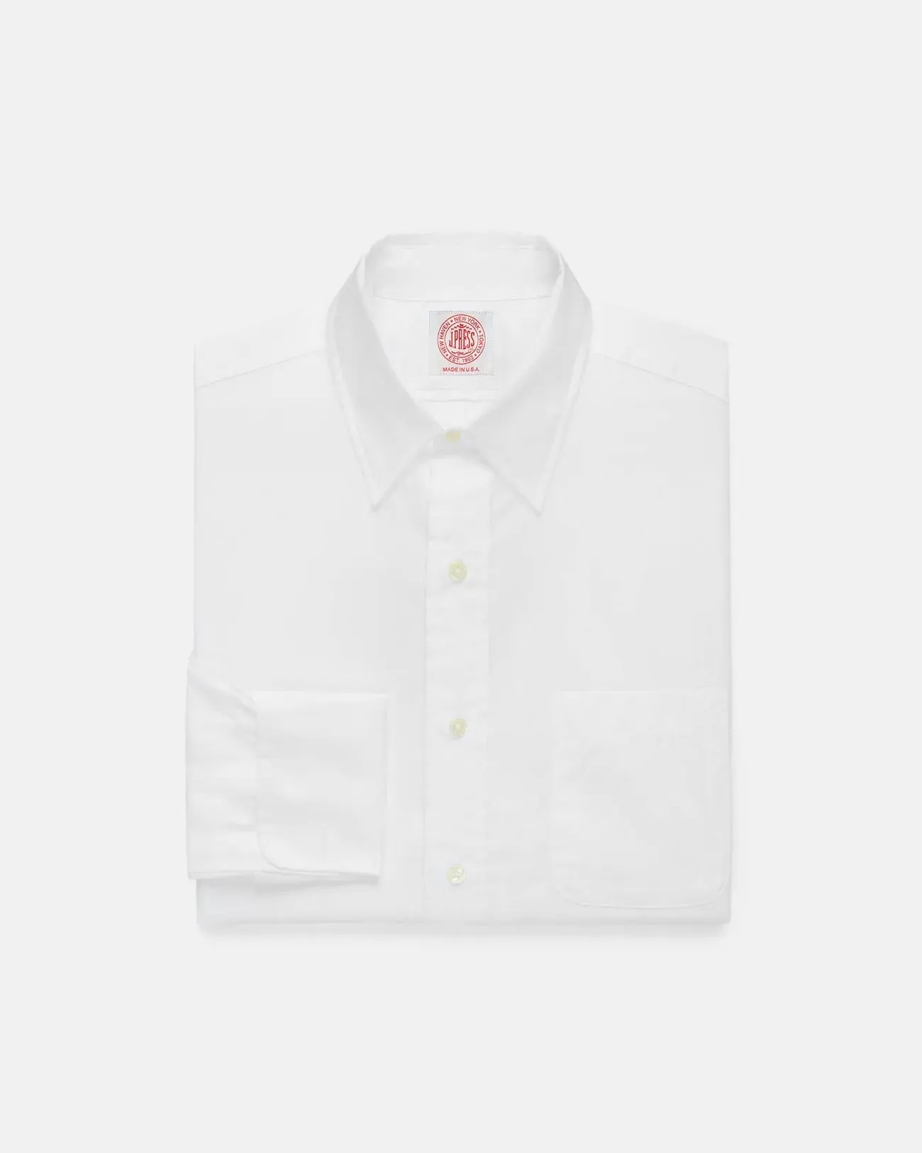 Made-in-USA White Broadcloth Point Collar French Cuff Dress Shirt - Classic Fit sold by J. Press