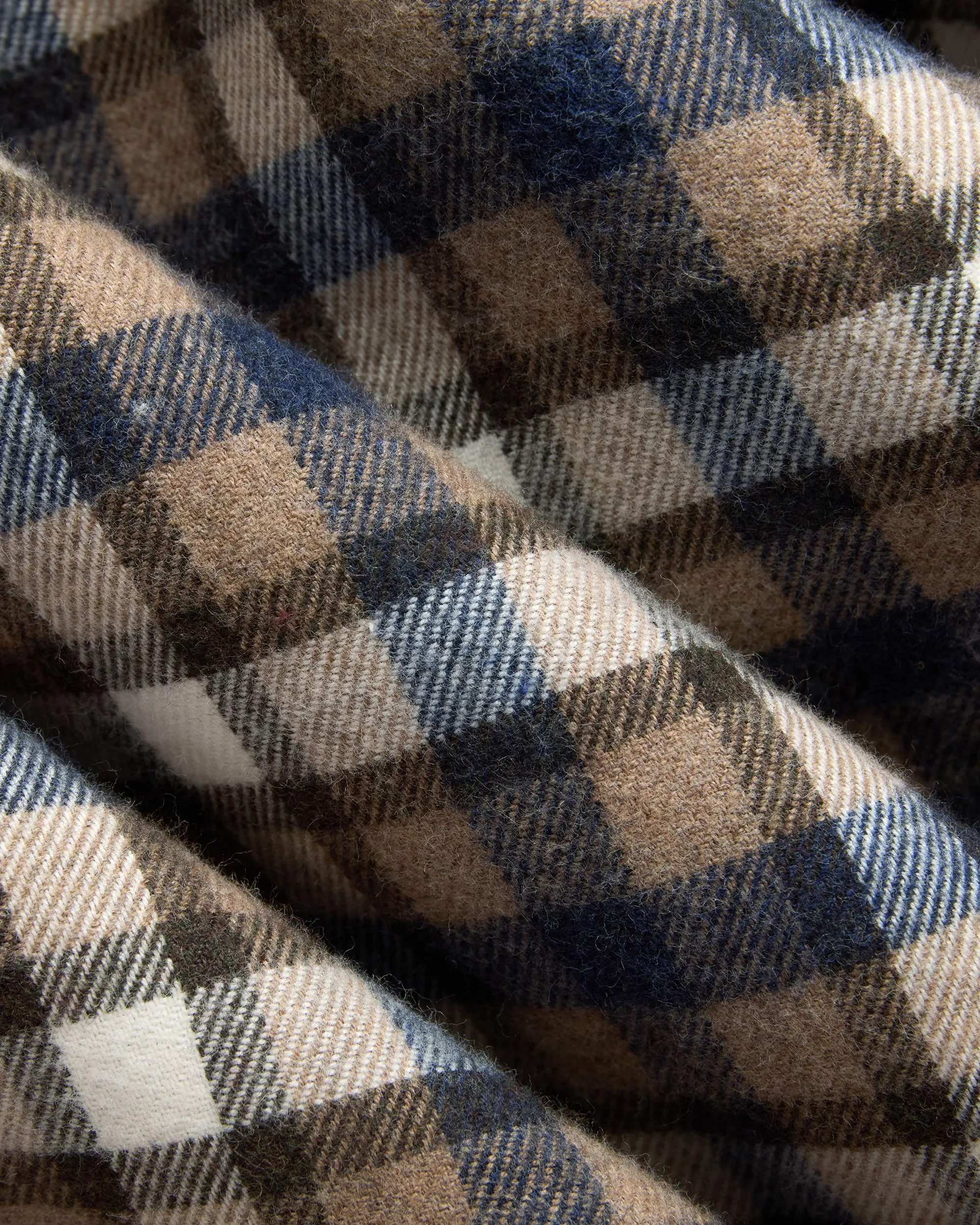 Brown & Navy Plaid Cotton Flannel Button Down Sport Shirt - Classic Fit sold by J. Press product image thumbnail 3