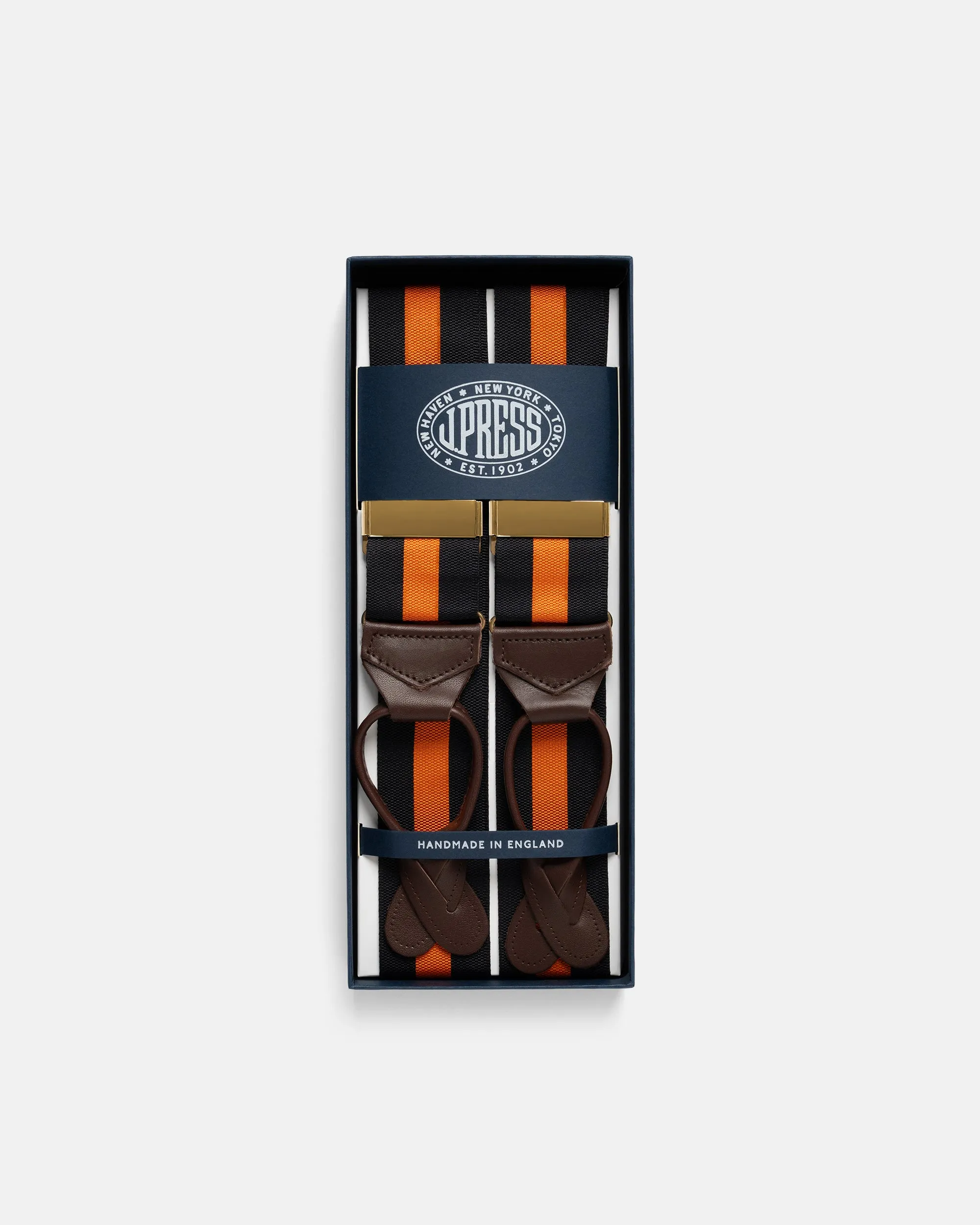 Made-in-England Black & Orange Striped Barathea Braces sold by J. Press product image thumbnail 2