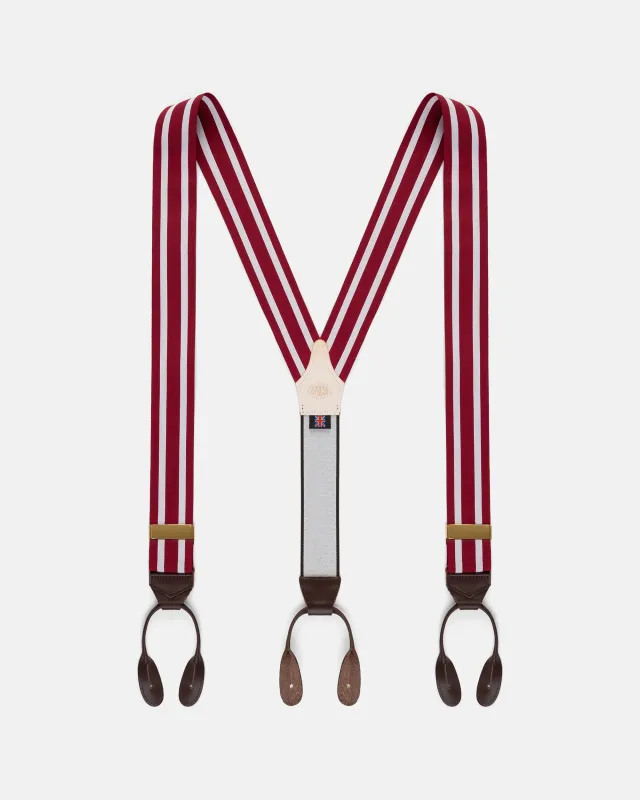 Made-in-England Red & White Striped Barathea Braces made by J. Press