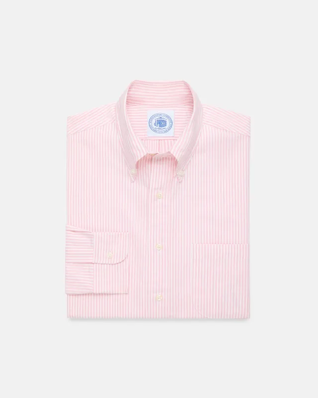 Made-in-USA Pink Candy Stripe Oxford Cloth Dress Shirt - Classic Fit made by J. Press