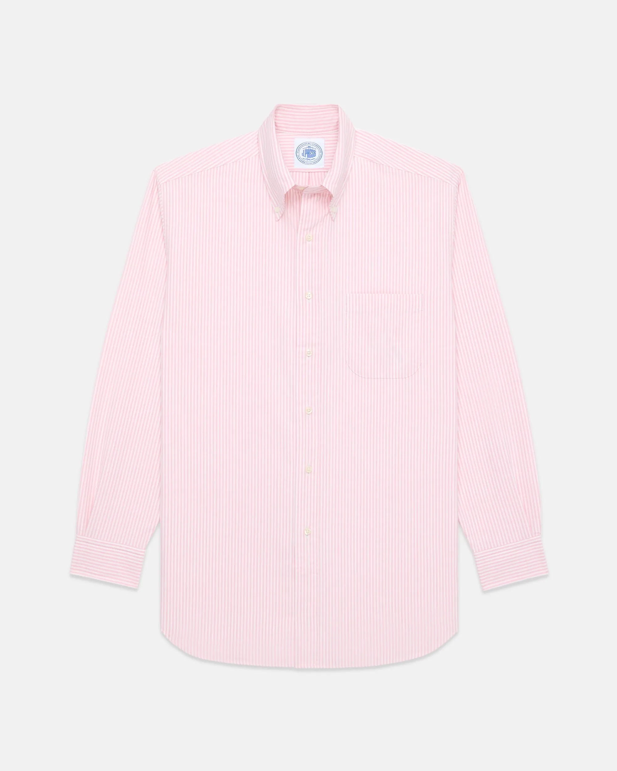 Made-in-USA Pink Candy Stripe Oxford Cloth Dress Shirt - Classic Fit sold by J. Press product image thumbnail 2