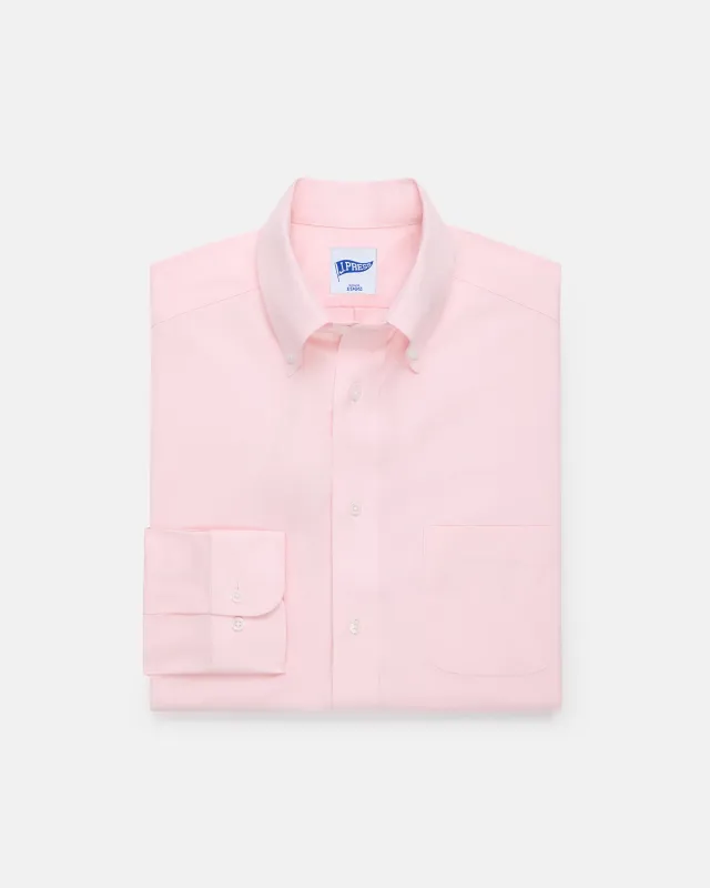 Pink Pinpoint Oxford Button Down Collar Shirt - Trim Fit made by J. Press