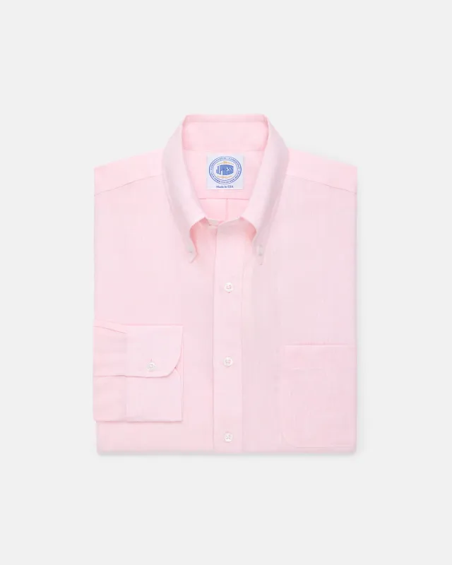 Made-in-USA Thomas Mason Pink Linen Shirt - Classic Fit made by J. Press