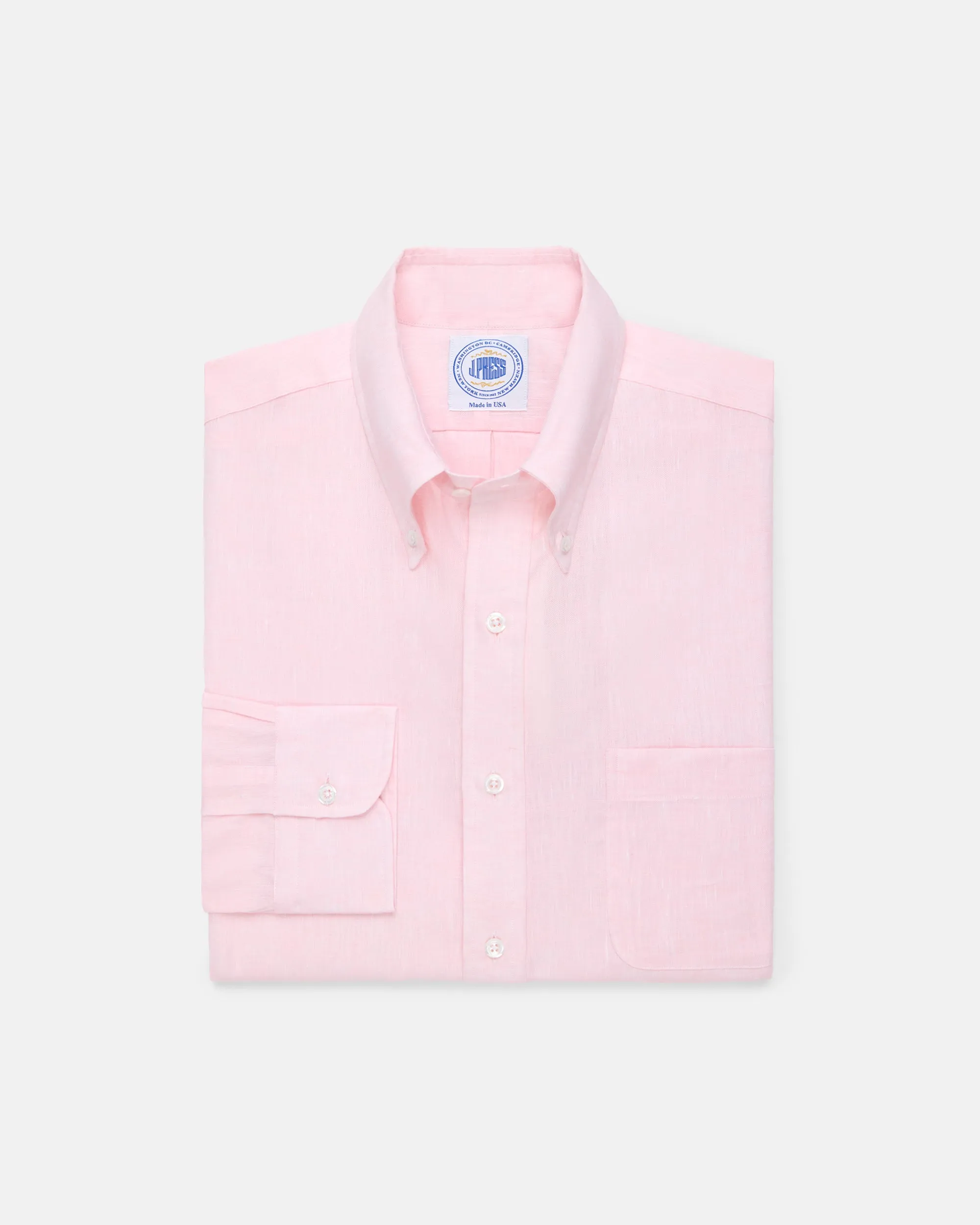 Made-in-USA Thomas Mason Pink Linen Shirt - Classic Fit sold by J. Press