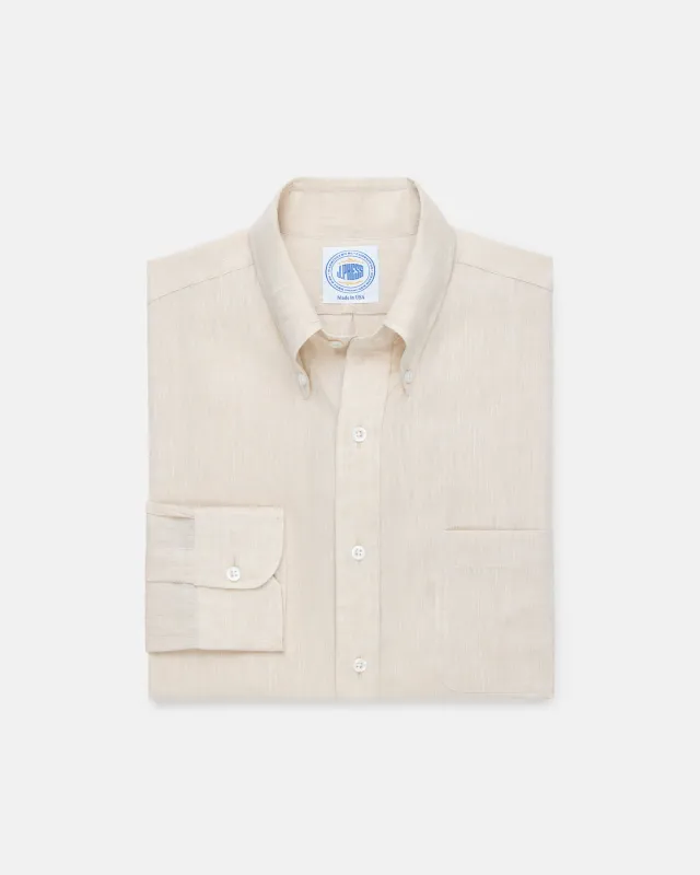 Made-in-USA Thomas Mason Sand Linen Shirt - Classic Fit made by J. Press