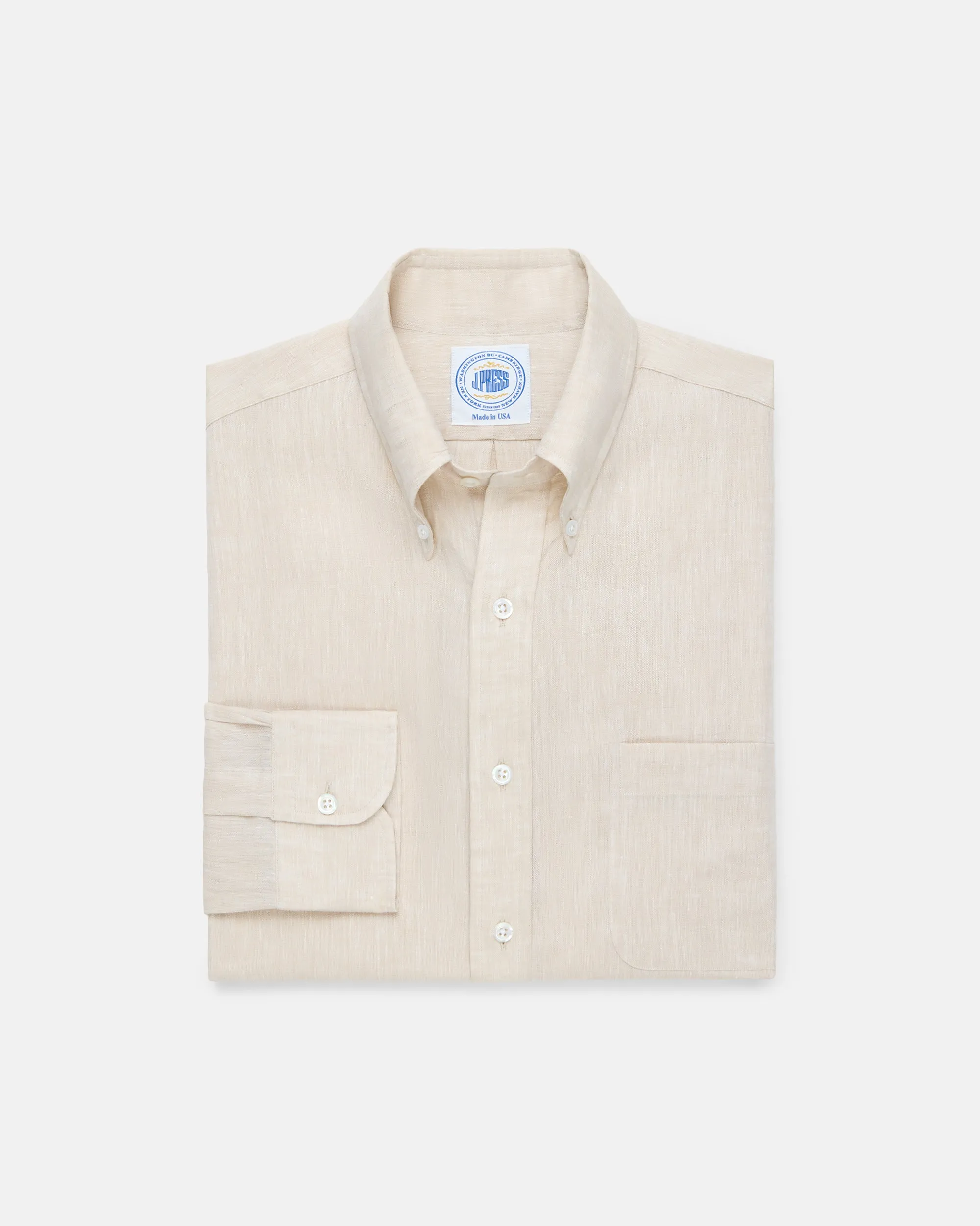Made-in-USA Thomas Mason Sand Linen Shirt - Classic Fit sold by J. Press