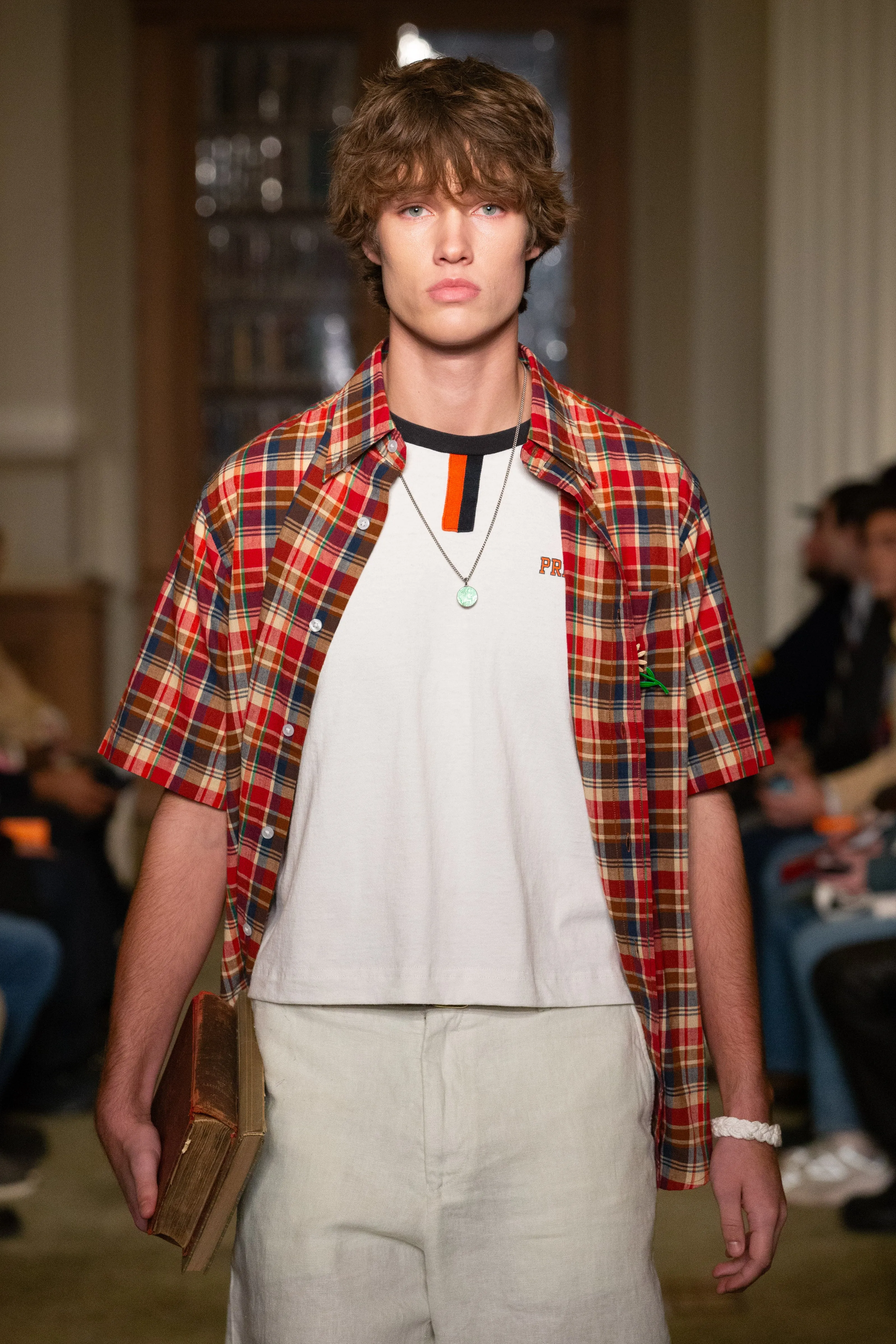 Red, Navy & Tan Madras Button Down Short Sleeve Shirt - Classic Fit sold by J. Press product image thumbnail 4