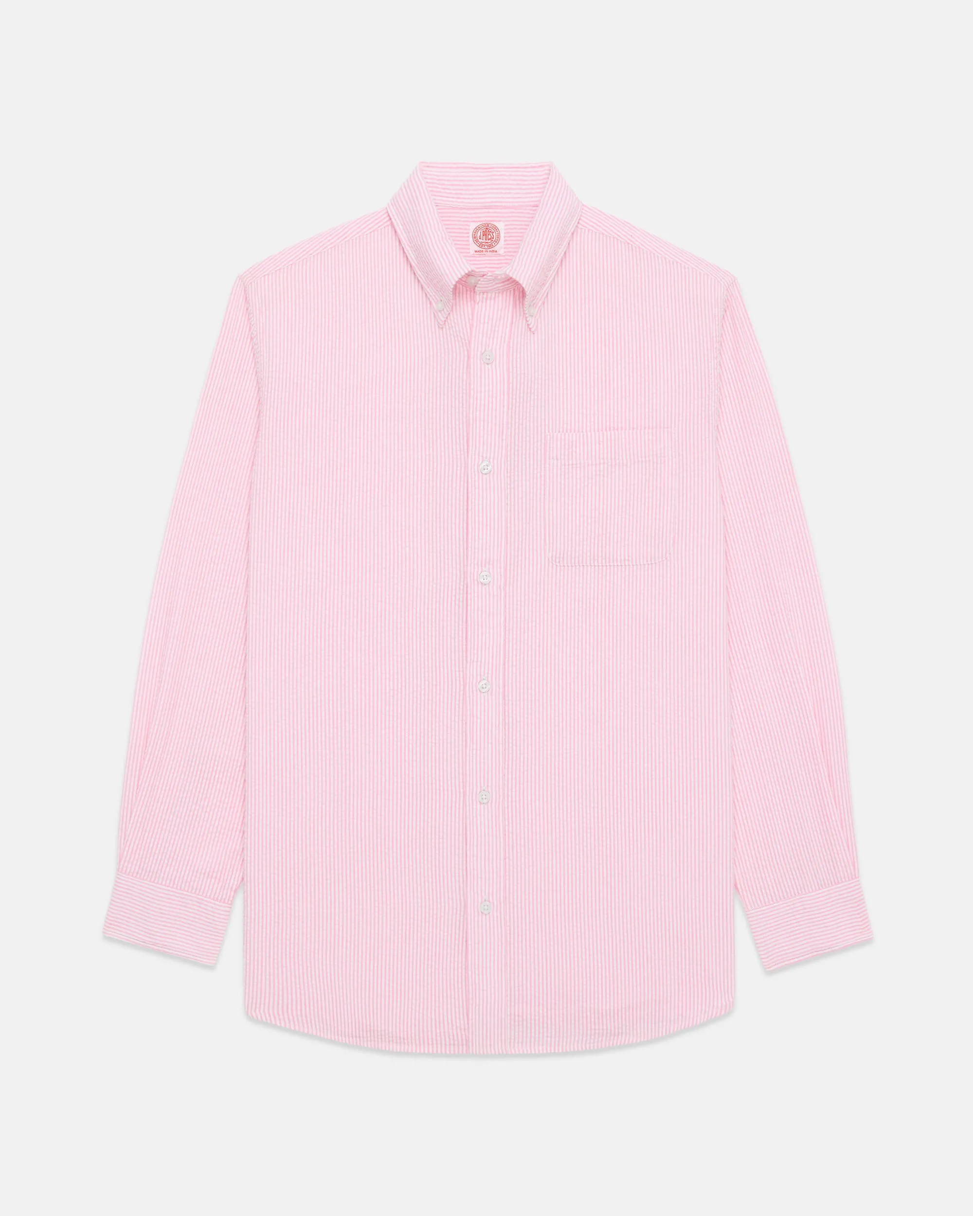 Pink & White Stripe Seersucker Sport Shirt - Classic Fit sold by J. Press product image thumbnail 2
