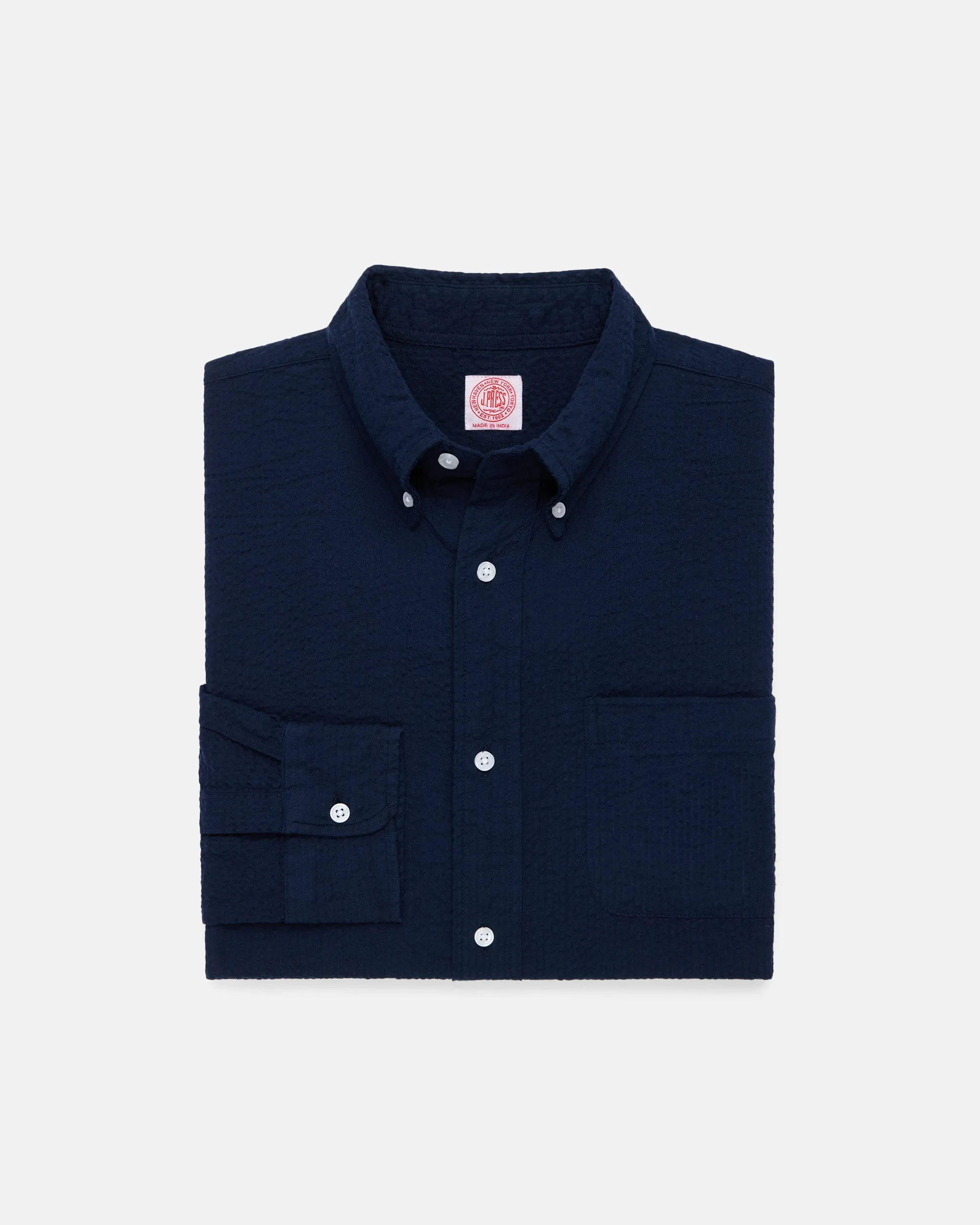 Navy Seersucker Sport Shirt - Classic Fit sold by J. Press