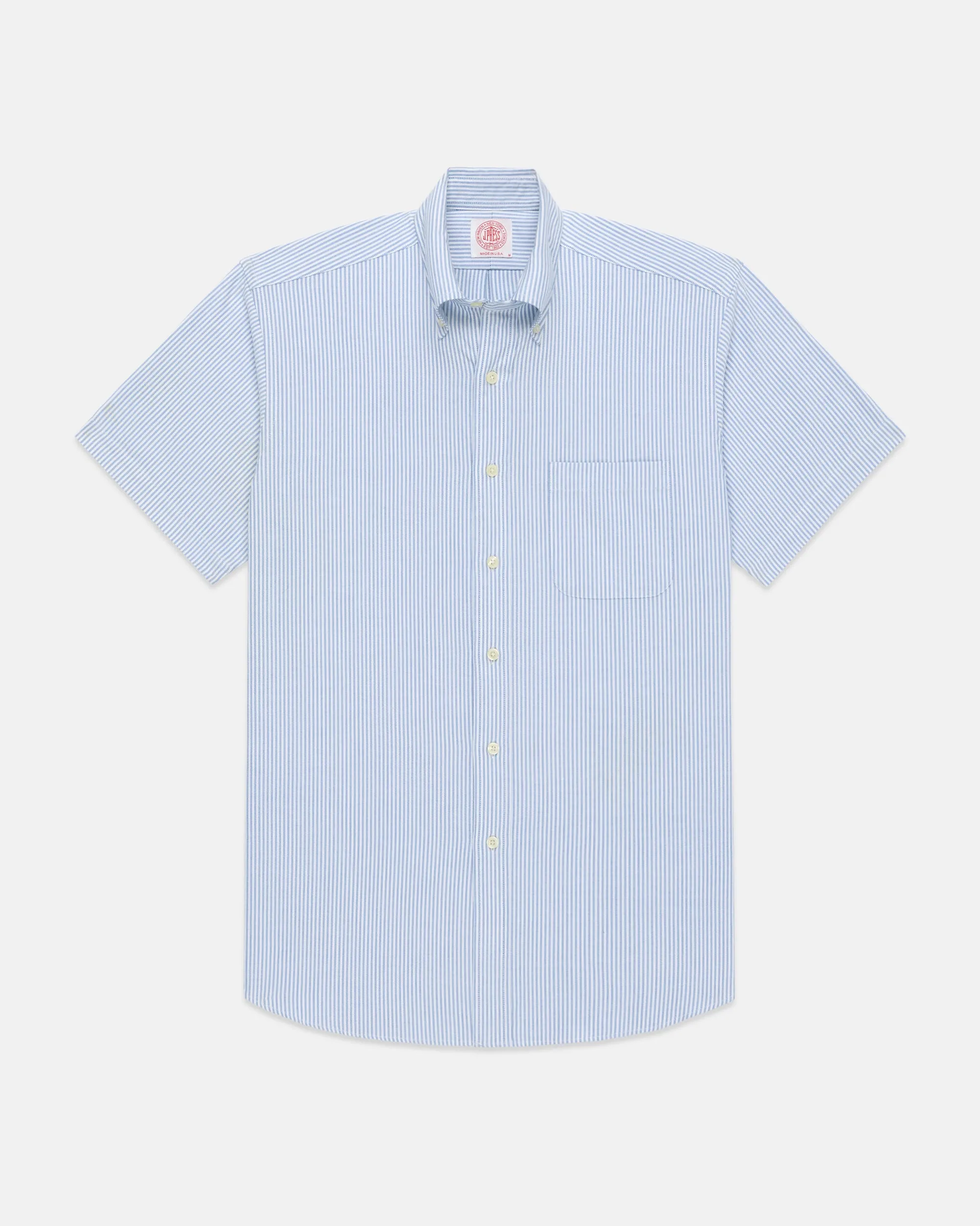 Made-in-USA Blue University Stripe Oxford Cloth Short Sleeve Sport Shirt - Classic Fit sold by J. Press product image thumbnail 2