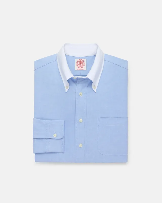 Made-in-USA Blue Contrast Collar Oxford Cloth Sport Shirt - Regular Fit made by J. Press
