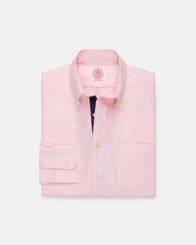 Made-in-USA Pink with Bar Stripe Placket Oxford Cloth Sport Shirt - Regular Fit made by J. Press