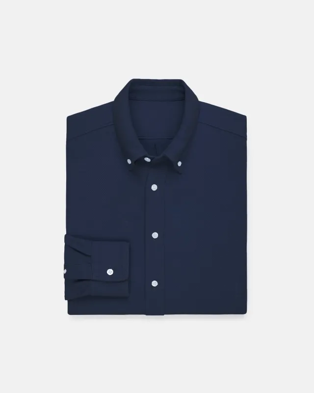 Navy Pique Button Down Shirt made by J. Press