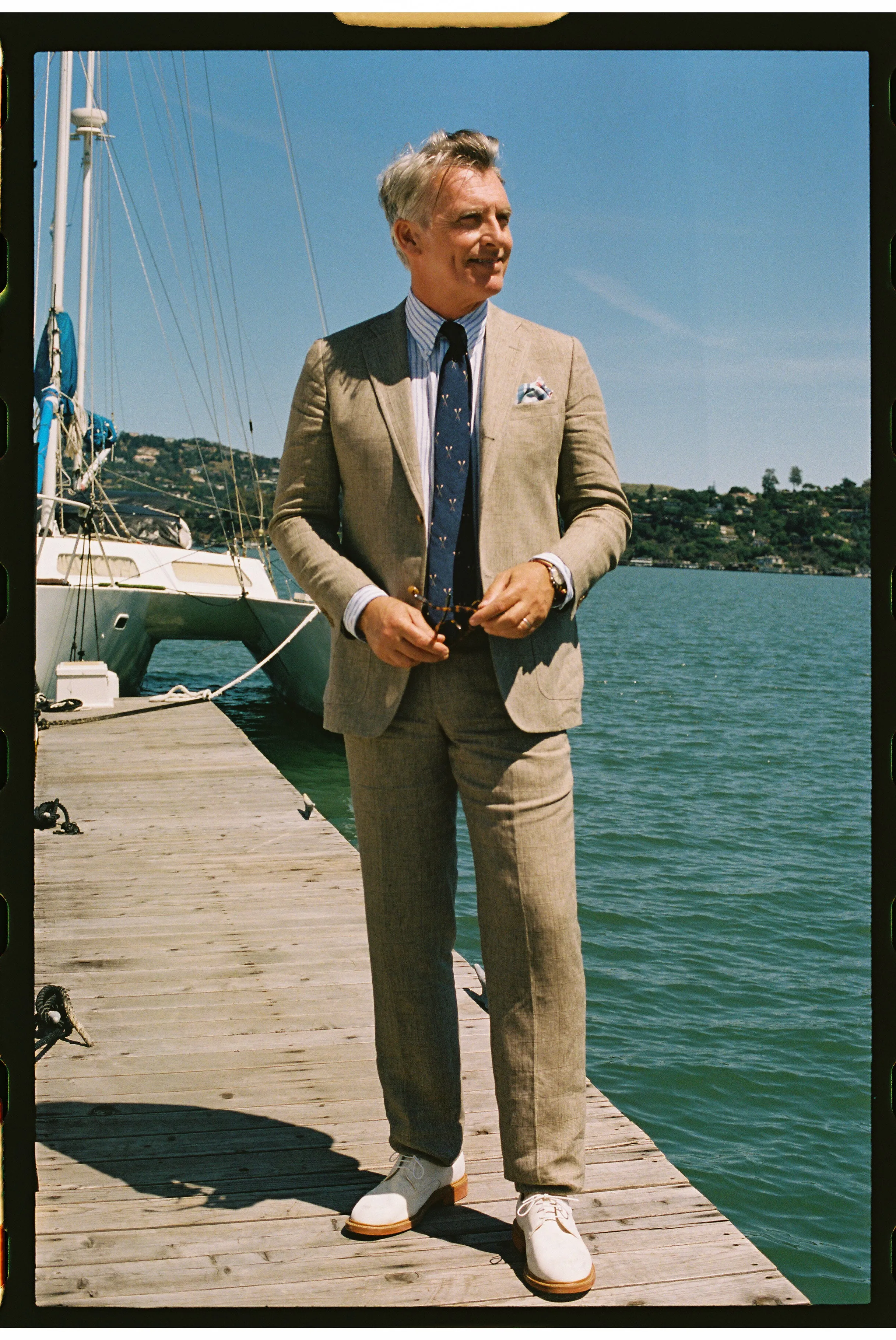Made-in-USA Tan Prince of Wales Linen Trouser sold by J. Press product image thumbnail 5