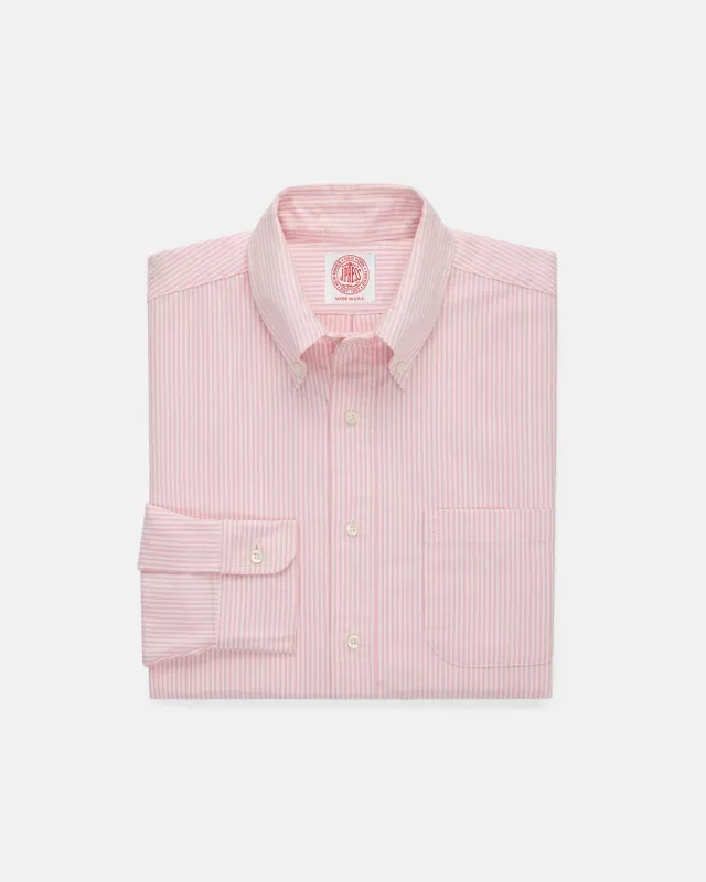 Made-in-USA Pink University Stripe Oxford Cloth Shirt - Regular Fit made by J. Press