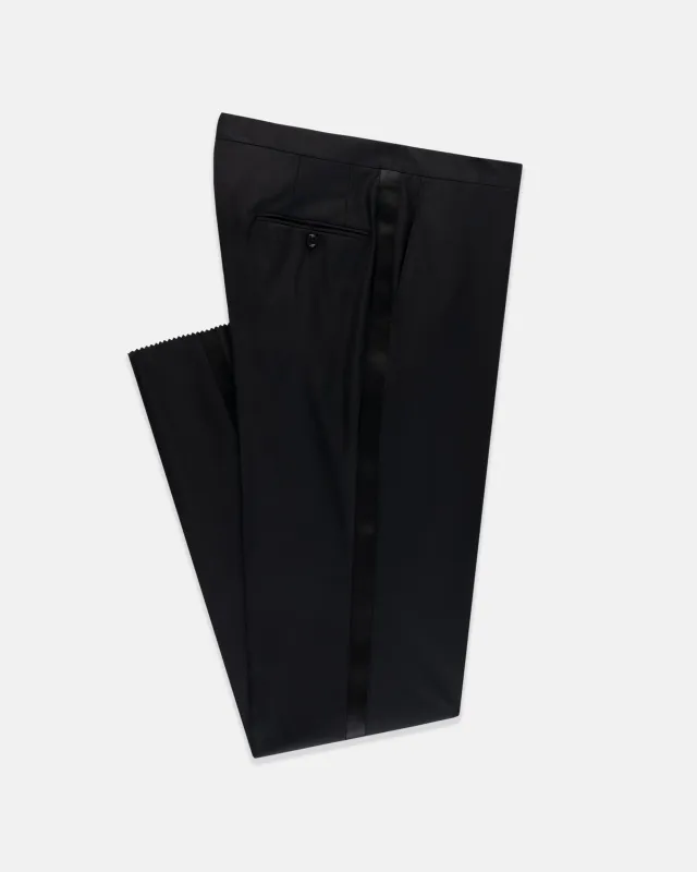 Made-in-USA Formal Worsted Wool Trousers With Grosgrain Braid made by J. Press