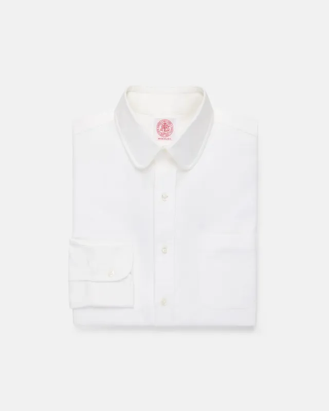Made-in-USA White Oxford Club Collar Dress Shirt - Classic Fit made by J. Press