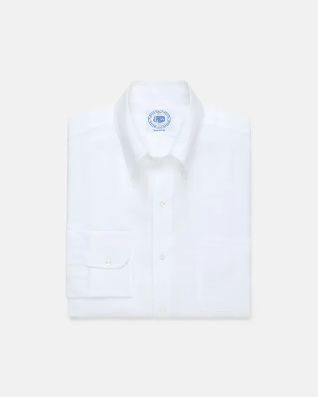 Made-in-USA Thomas Mason White Linen Shirt - Classic Fit made by J. Press