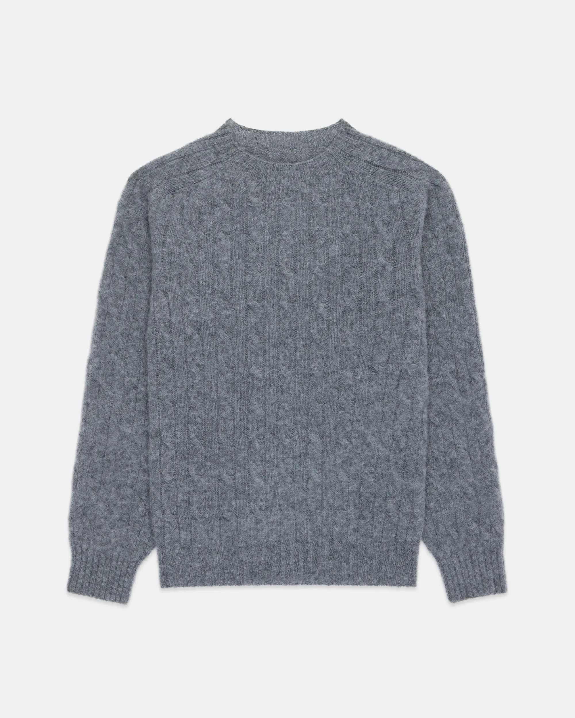 Made-in-Scotland Mid Grey Shaggy Dog Cable Knit Sweater - Classic Fit sold by J. Press product image thumbnail 2