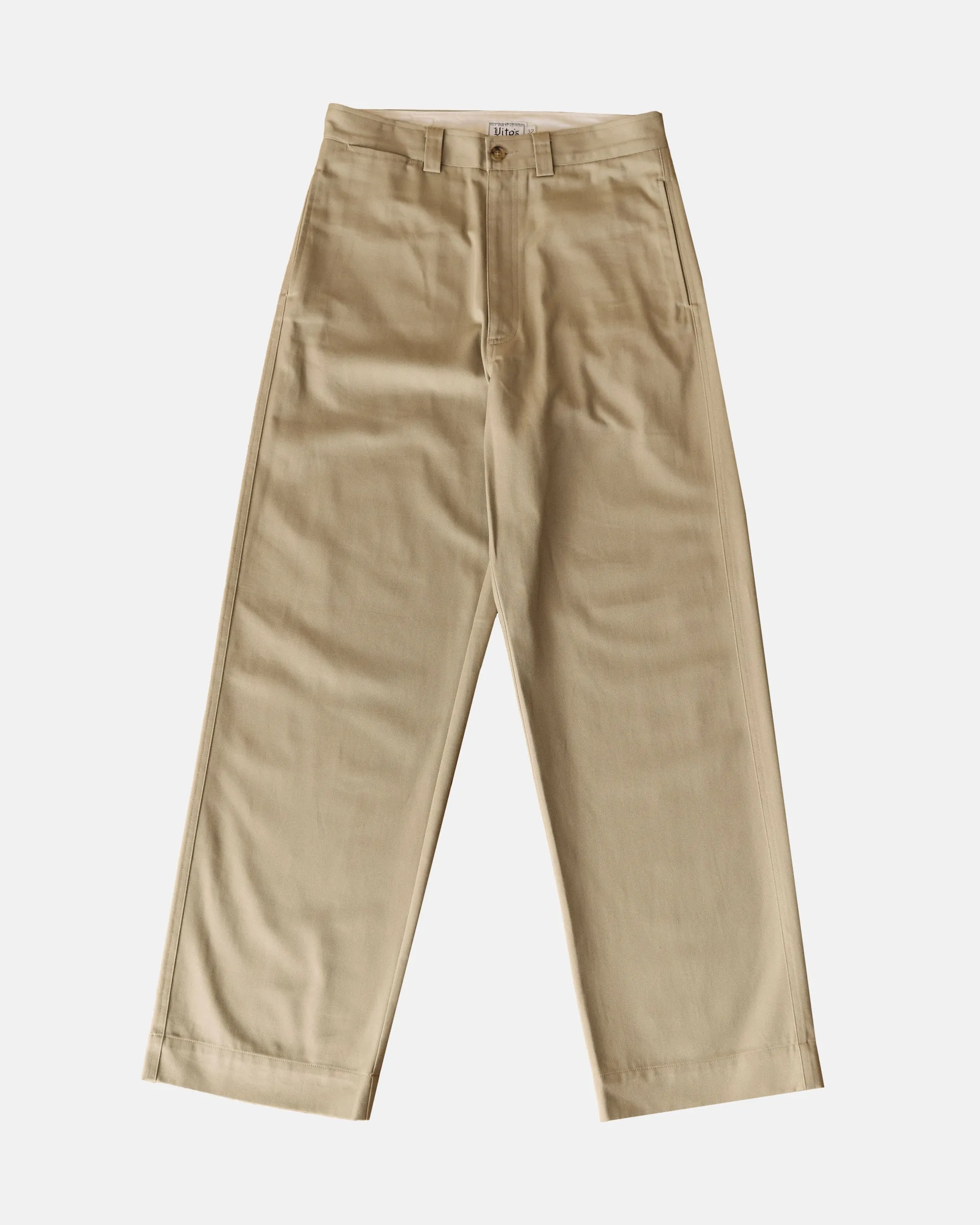 Vito's Khaki High n' Wide Pant sold by J. Press
