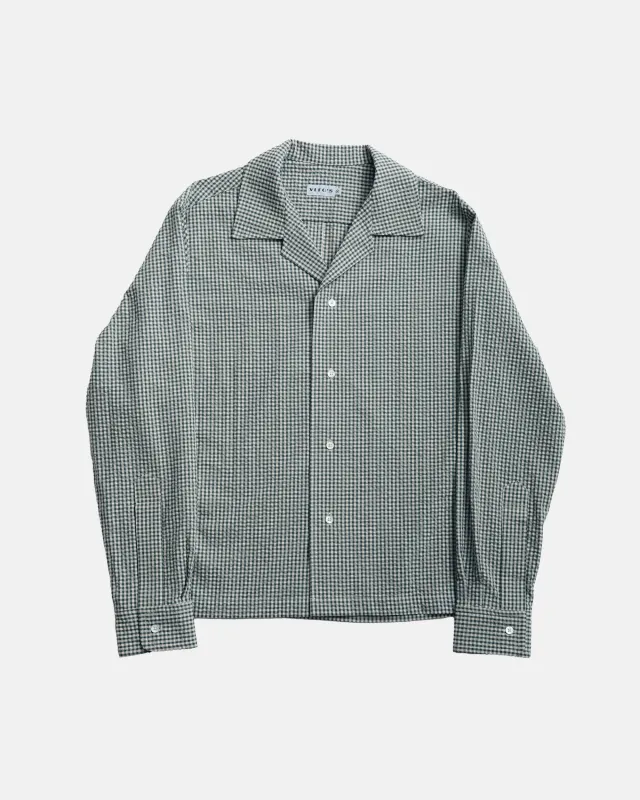 Vito's Seafoam Green & White Gingham Seersucker Sport Shirt made by J. Press