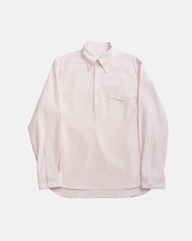 Vito's Pink & White Stripe Popover Oxford Shirt made by J. Press