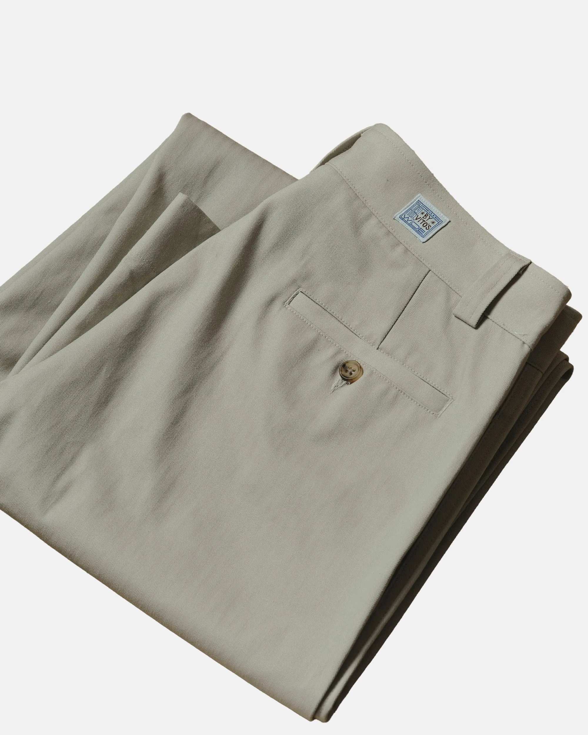 Vito's Stone Herringbone High n' Wide Pant sold by J. Press