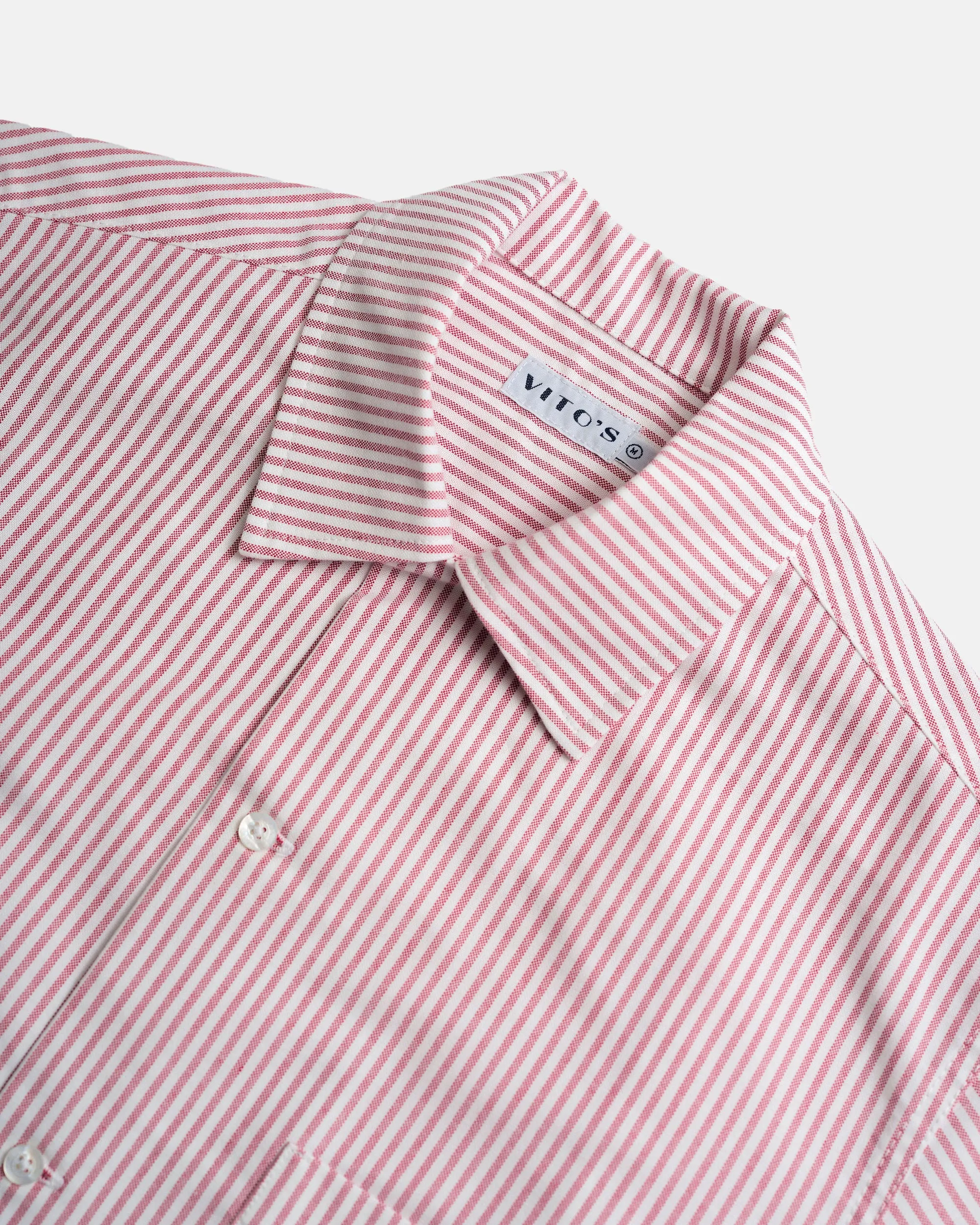 Vito's Red & White Stripe Short Sleeve Sport Shirt sold by J. Press product image thumbnail 2