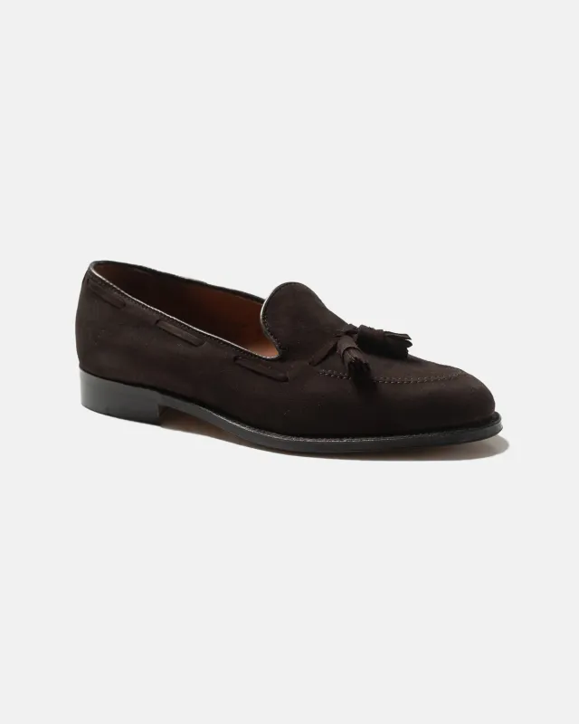 Made-in-USA Mocha Suede Tassel Loafer made by Alden