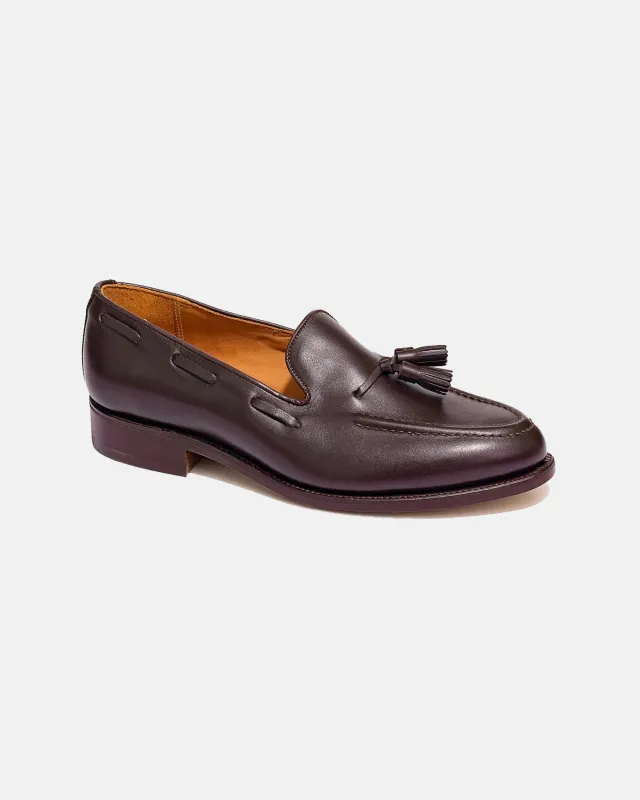 Made-in-England Brown Calfskin Tassel Loafer made by Sanders